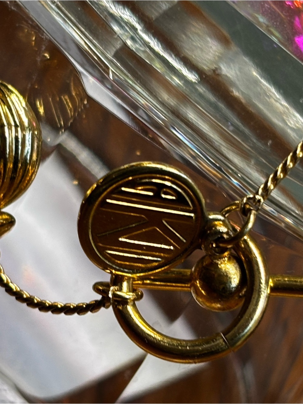 Vintage Anne Klein Gold Tone Fluted Bead Toggle Necklace / Bracelet - Picture 2 of 2